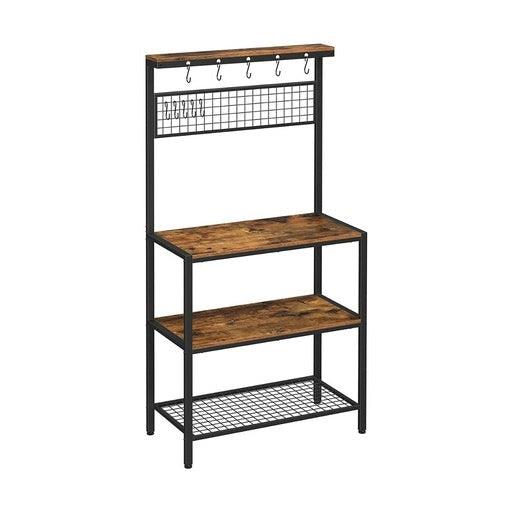 Vasagle 3 Tier Kitchen Storage Shelves with 10 S-Hooks Kitchen Shelf Rustic Brown Matte Black