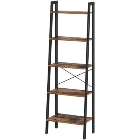 Vasagle 5 Tier Shelf Bookcase Shelve Ladder Shelf Rustic Brown/Black