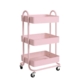 Kitchen Trolley Cart 3 Tier (Pink)