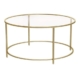 Vasagle Round Glass Top Coffee Table with Metal Frame Gold Side Table