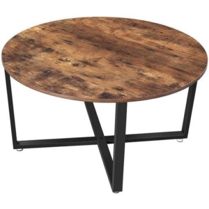 Round Coffee Table Industrial Rustic Brown/Black