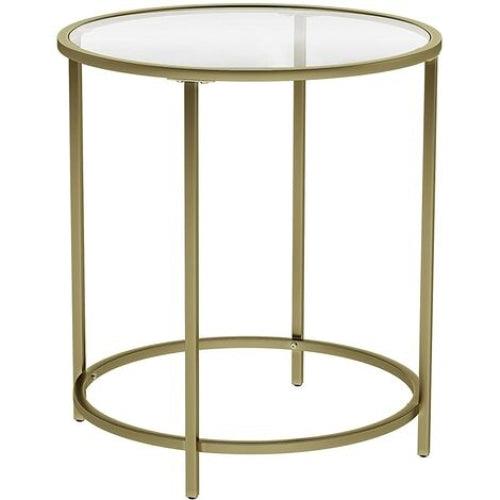 Round Side End Table with Tempered Glass Top Gold Frame