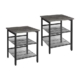 Vasagle Set of 2 Side Table with 2 Mesh Shelves Charcoal Gray