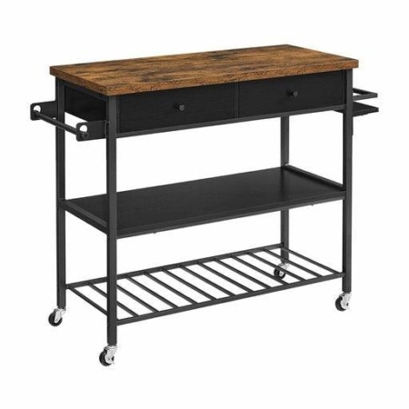 Vasagle Kitchen Shelf with 3 Shelves and 2 Drawers Vintage Brown/Black