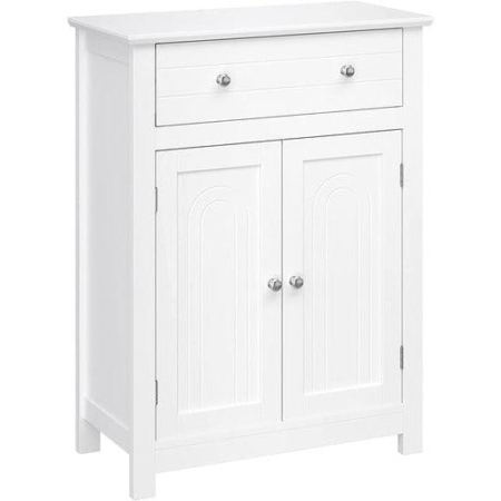 Vasagle Floor Cabinet with Drawer and 2 Doors White Cupboard Storage Cabinet