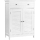 Vasagle Floor Cabinet with Drawer and 2 Slat Doors White Storage Cabinet Cupboard