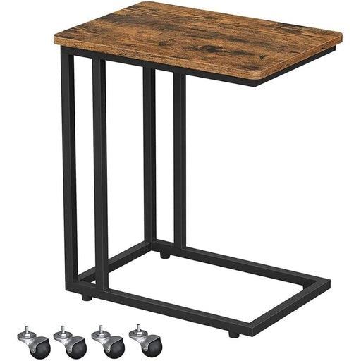 Vasagle C-Shaped Side Table with Wheels Greige Black