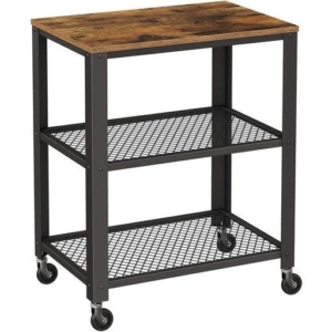 Kitchen Trolley Storage Cart with Wheels Rectangle Rustic Brown