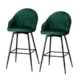 Artiss Set of 2 Bar Stools Kitchen Stool Dining Chairs Velvet Chair Barstool Green Mesial