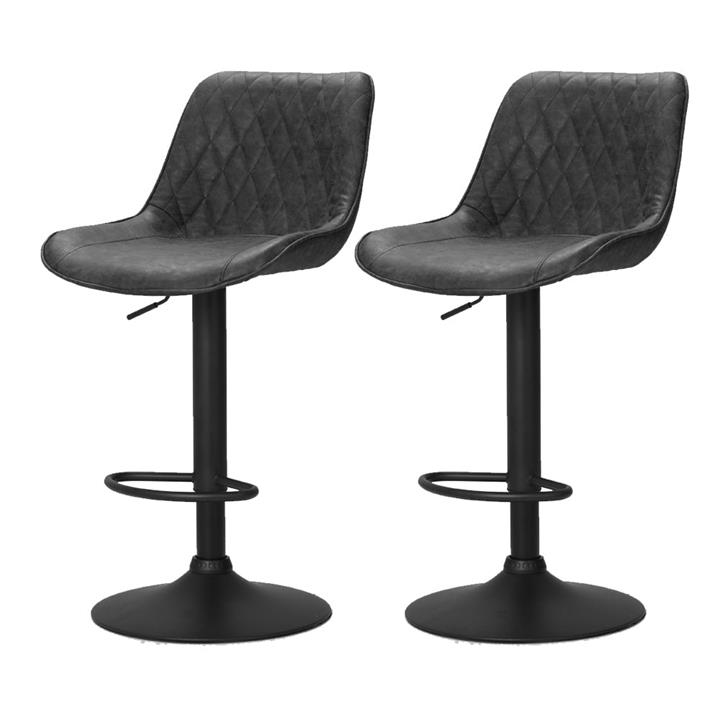 Artiss Set of 2 Bar Stools Kitchen Stool Chairs Metal Barstool Dining Chair Black Rushal