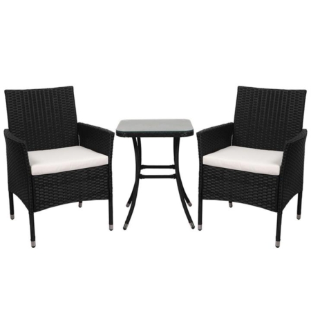 Levede 3 Pcs Outdoor Furniture Set Chair Table Patio Garden Rattan Seat Setting