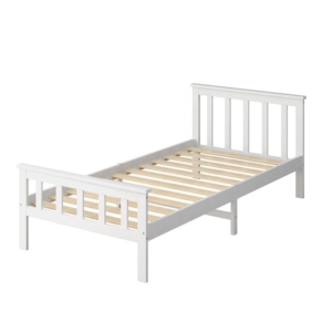 Levede Wooden Bed Frame Single Size Mattress Base Solid  Pine Wood White