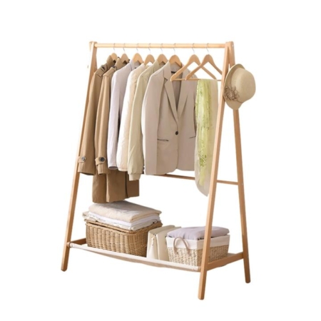 Levede Clothes Stand Garment Dyring Rack Hanger Organiser Wooden Rail Portable