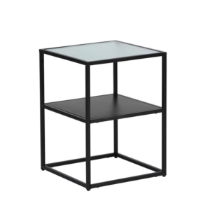 Levede 2-Tier Side Table Open Design Steel Home Shelf Safety Glass End Table