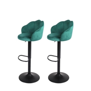 Levede 2x Bar Stools Kitchen Gas Lift Stool Chair Swivel Barstools Velvet Green
