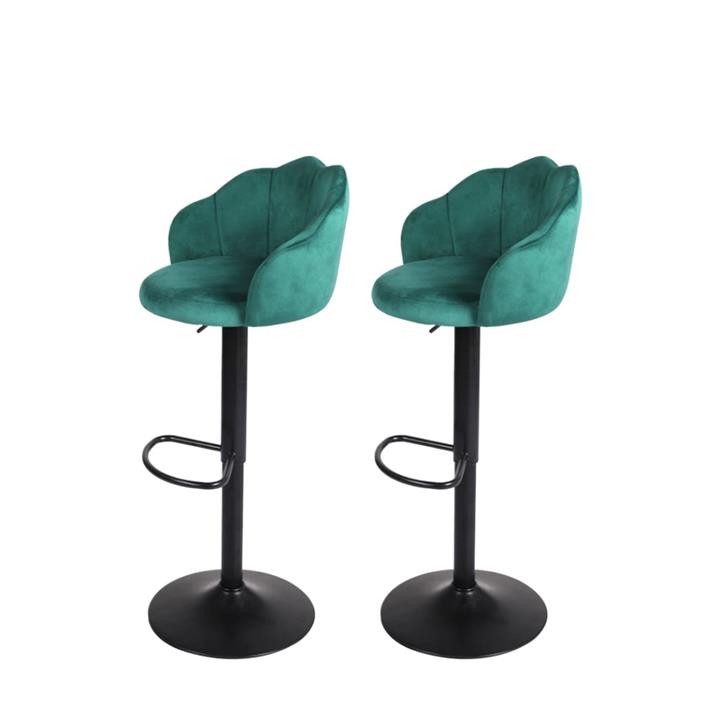 Levede 2x Bar Stools Kitchen Gas Lift Stool Chair Swivel Barstools Velvet Green