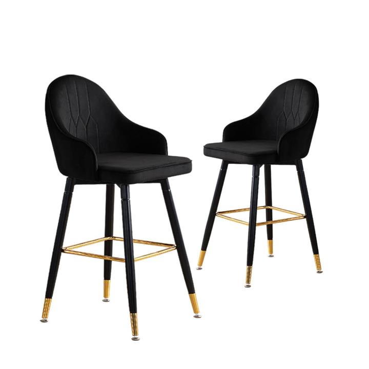 Levede 2x Bar Stools Stool Kitchen Chairs Swivel Velvet Barstools Vintage Black