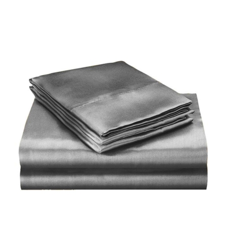 DreamZ Silky Satin Quilt Cover Set Bedspread Pillowcases Summer Super King Grey