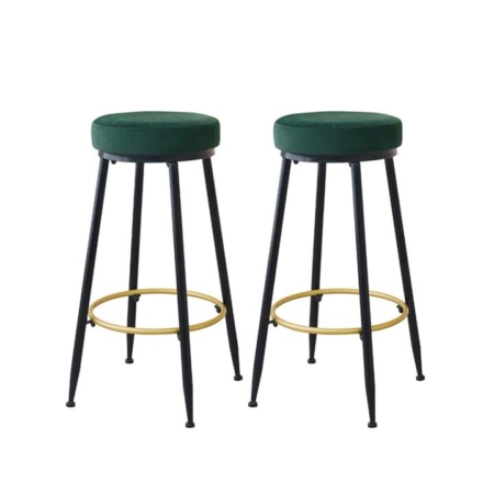 Levede Upholstered Bar Stools Backless Velvet Kitchen Counter Chairs x2