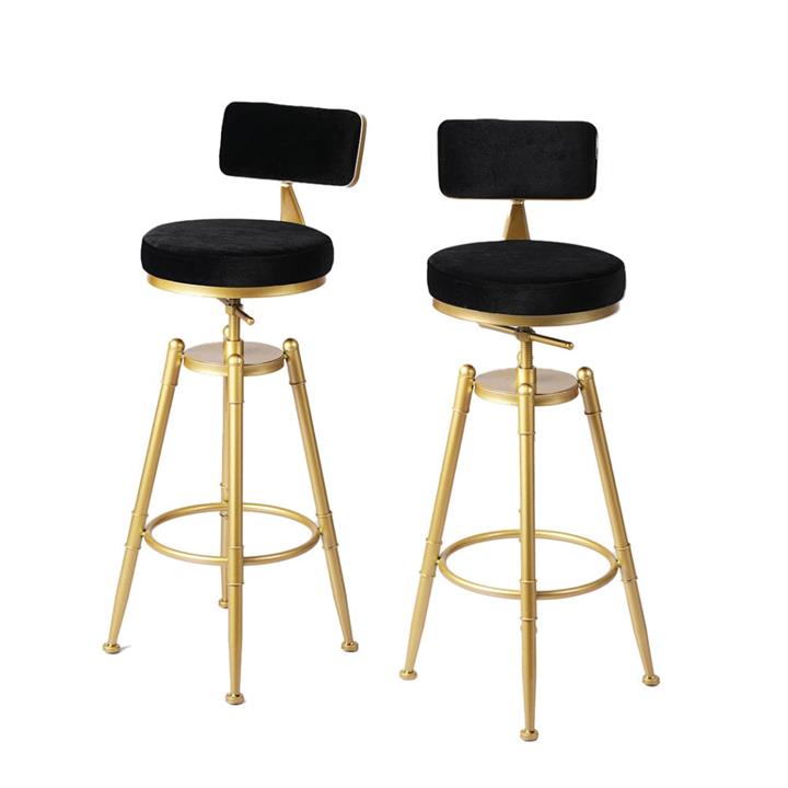 Levede Bar Stools Kitchen Stool Chair Swivel Barstools Velvet Padded Seat Black