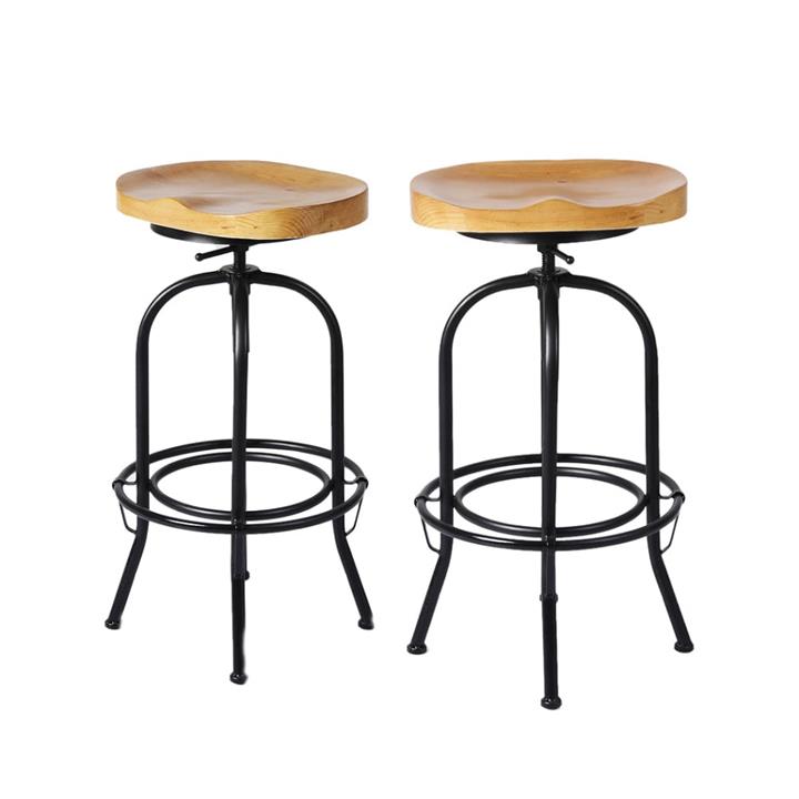 Levede Industrial Bar Stools Kitchen Stool Wooden Barstools Swivel Vintage Chair