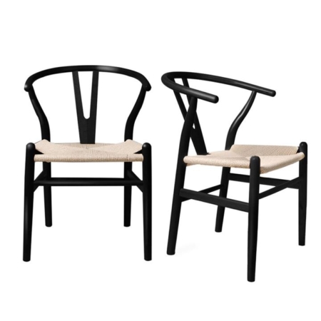 Levede 2x Dining Chairs Wooden Hans Wegner Chair Wishbone Chair Cafe Lounge Seat