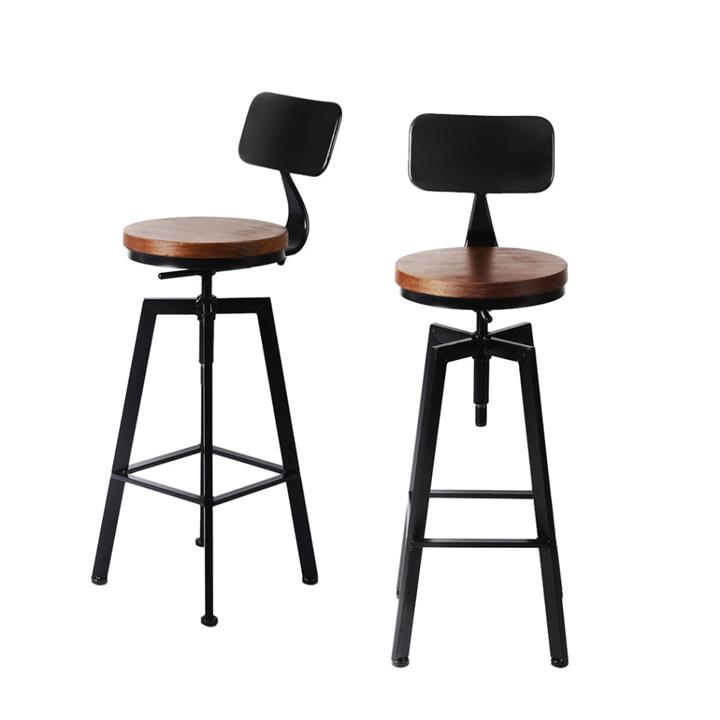 Levede 2x Industrial Bar Stools Chairs Kitchen Stool Wooden Barstools Swivel