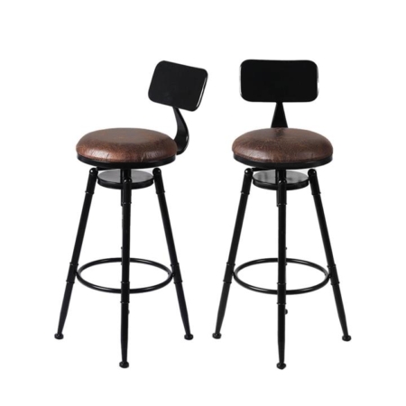 Levede 2x Industrial Bar Stools Kitchen Stool PU Leather Barstools Chairs