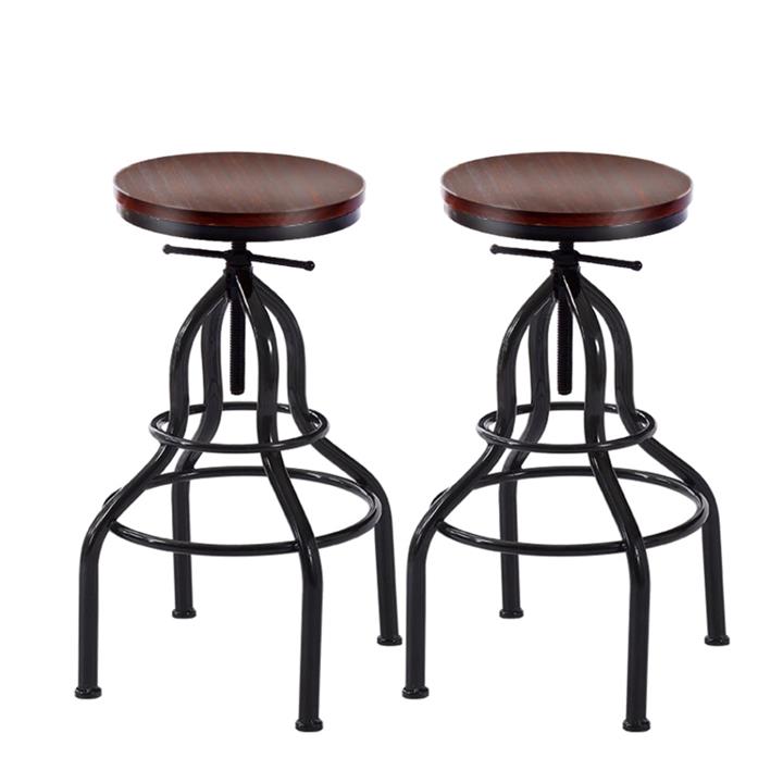 Levede 4x Industrial Bar Stools Kitchen Stool Wooden Barstools Swivel Chair