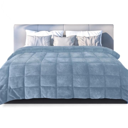 DreamZ Quilt Doona Comforter Blanket Velvet Winter Warm Super King Bedding Blue