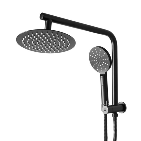 Rain Shower Head Set Black Round Brass Taps Mixer Handheld High Pressure 10"