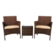Outdoor Furniture Set Patio Garden 3 Pcs Chair Table Rattan Wicker Cushion Seat Brown