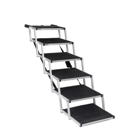 PaWz 6 Steps Dog Ramp Adjustable Height Stair Car Dog Folding Portable Aluminium