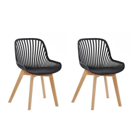 Set Of 2 Amira Kitchen Dining Chairs - Black/Oak