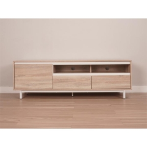 Rachel Lowline Entertainment Unit TV Stand 160cm W/ 2-Drawers 1-Door - Oak/White