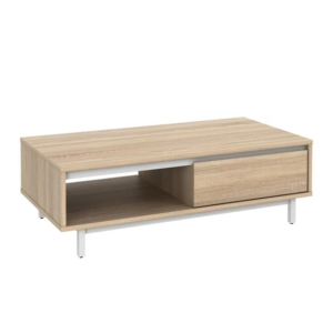 Rachel Wooden Rectangular Coffee Table W/ 2-Doors - Oak/White