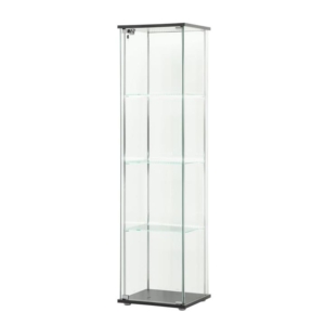 Jude 4-Tier Glass Display Shelf Storage Cabinet W/ LED Light - Black