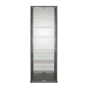 Jude Large 7-Tier Glass Display Shelf Storage Cabinet W/ 2-Doors - Black