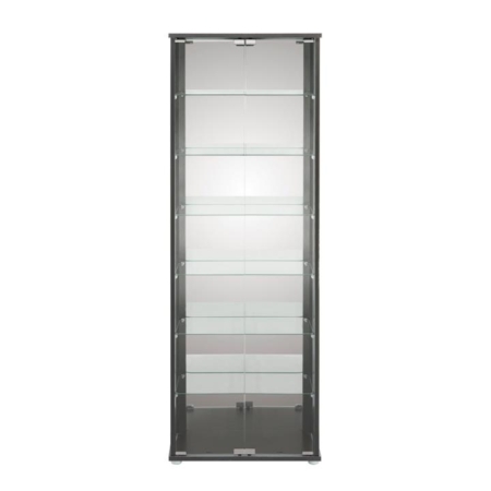 Jude Large 7-Tier Glass Display Shelf Storage Cabinet W/ 2-Doors - Black