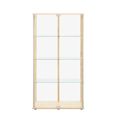 Jude 4-Tier Glass Display Shelf Storage Cabinet W/ 2-Doors - Beech
