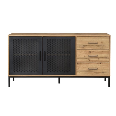 Nia Buffet Unit Sideboard Storage Cabinet W/ 2-Doors 3-Drawers - Oak/Black