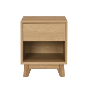 Jos Scandinavian Nightstand Bedside Table Open Shelf W/ 1-Drawer - Oak