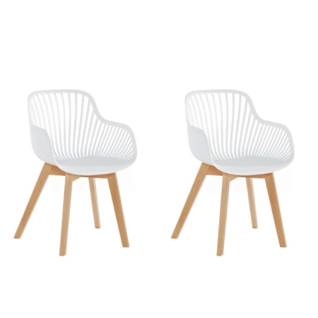 Set Of 2 Amira Kitchen Dining Chairs W/ Arms - White/Oak