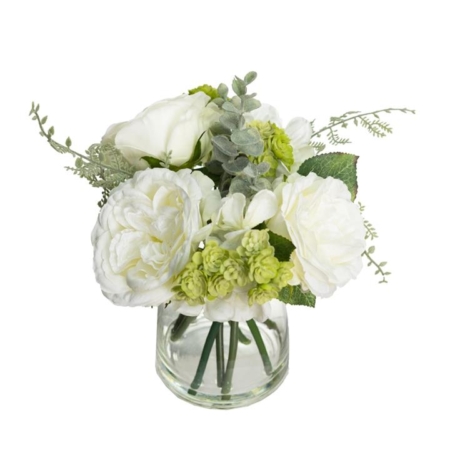 Rose & Succulent Artificial Fake Plant Decorative Arrngement 27cm