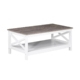 Coastal Wooden Rectangular Open Shelf Coffee Table - White & Grey