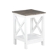 Coastal Wooden Square Open Shelf Side Table - White and Grey