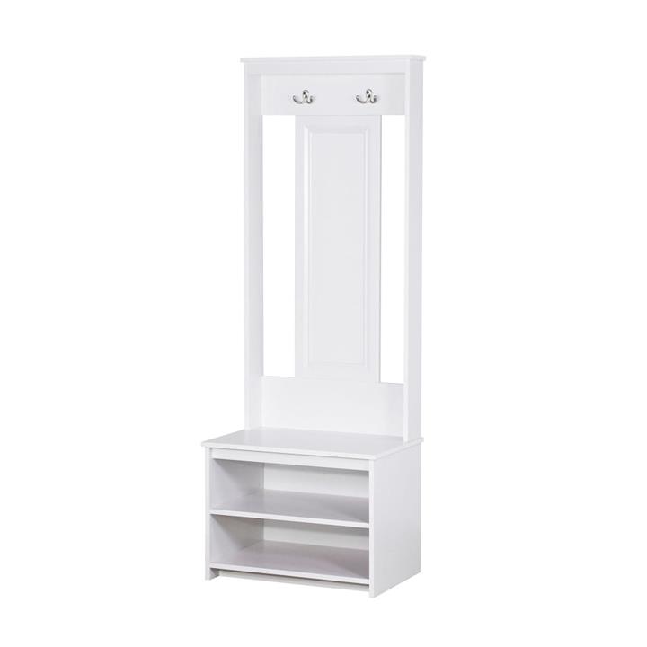 Isnelda Modern Small Coat Rack Hall Tree Shoe Rack Cabinet - White