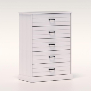 Liberty Modern Wooden Chest Of 5-Drawers Tallboy Storage Cabinet - White