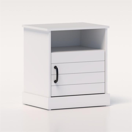Liberty Modern Wooden Nightstand Side Bedside Table Open Shelf W/ 1-Door - White