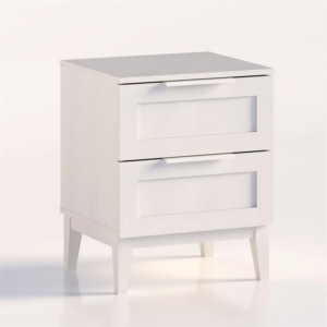 Stanley Modern Classic Wooden Nighstand Side Bedside Table W/ 2-Drawers - White